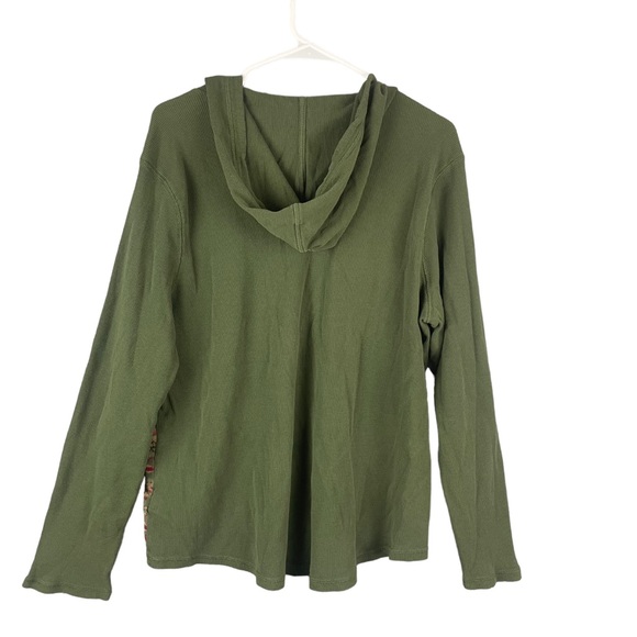 Chaps Pullover Hooded Top Waffle Knit Green - Picture 2 of 7